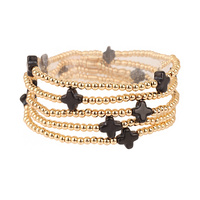 3PC MULTI-LAYERED CROSS CHARM BRACELET SET