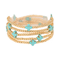 3PC MULTI-LAYERED CROSS CHARM BRACELET SET