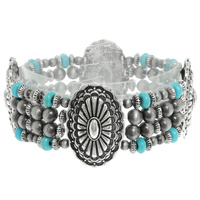 WESTERN OVAL CONCHO STRETCH BRACELET