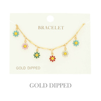GOLD PLATED FLORAL CHARM BRACELET