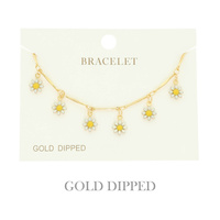 GOLD PLATED FLORAL CHARM BRACELET