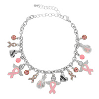 PINK RIBBON CHARM BRACELET SET