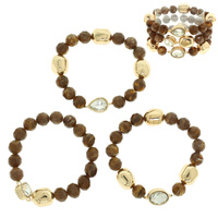 JEWELED FACETED BEAD STRETCH BRACELET