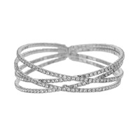 DOUBLE CROSS WIRE RHINESTONE BANGLE