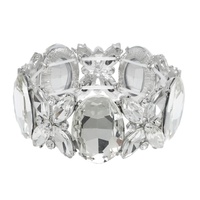 CRYSTAL GEMSTONE OVAL FLORAL CLUSTER BRACELET