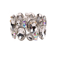 Oval Gem Cluster Stretch Bracelet