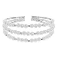 MULTI ROW PEARL AND CRYSTAL CUFF BRACELET
