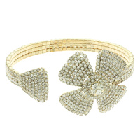 RHINESTONE FLOWER CUFF BRACELET