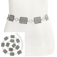 WESTERN JEWELED SQUARE CONCHO CHAIN BELT