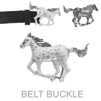 WESTERN RUNNING HORSE CONCHO BELT BUCKLE