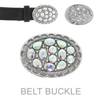 WESTERN JEWELED OVAL BELT BUCKLE
