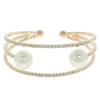RHINESTONE PAVE PEARL INLAY CUFF BRACELET