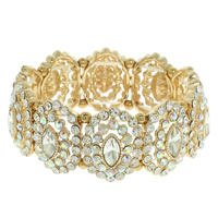 RHINESTONE BEZELED CRYSTAL STRETCH BRACELET