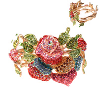 FLORAL ROSE RHINESTONE HINGE BRACELET