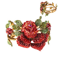 FLORAL ROSE RHINESTONE HINGE BRACELET