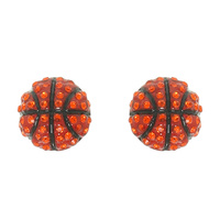 RHINESTONE BASKETBALL STUD EARRINGS