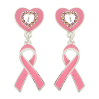 BREAST CANCER AWARENESS PINK RIBBON EARRINGS