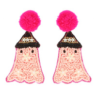 HALLOWEEN GHOST SEED BEAD DANGLE EARRINGS