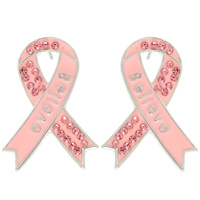 BREAST CANCER AWARENESS PINK RIBBON EARRINGS