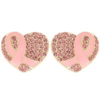 BREAST CANCER AWARENESS RIBBON HEART EARRINGS