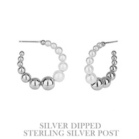 GOLD DIPPED PEARL HOOP EARRINGS