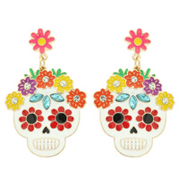 FLORAL SUGAR SKULL POST EARRINGS