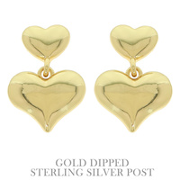 FLASH-PLATED PUFFY HEART EARRINGS
