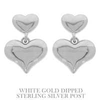 FLASH-PLATED PUFFY HEART EARRINGS