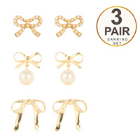 3 PAIR JEWELED HOOP EARRING SET