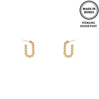 BALL BEADED HOOP POST EARRINGS