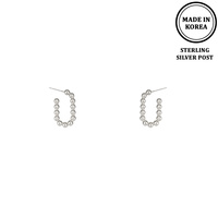 BALL BEADED HOOP POST EARRINGS