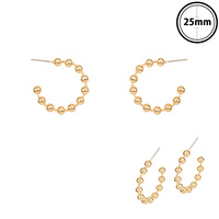 BALL BEADED HOOP POST EARRINGS