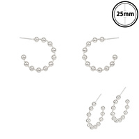 BALL BEADED HOOP POST EARRINGS