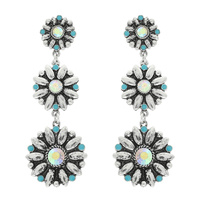 WESTERN FLORAL CONCHO LINEAR EARRINGS