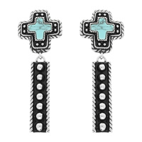 WESTERN TURQUOISE CROSS CONCHO EARRINGS
