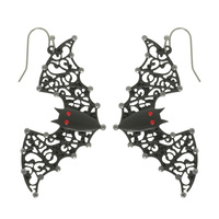HALLOWEEN BLACK EPOXY BAT EARRINGS
