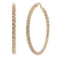RHINESTONE PAVE TUBE HOOP EARRINGS