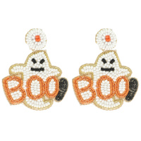 HALLOWEEN GHOST BEAD POST EARRINGS