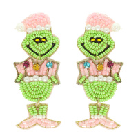CHRISTMAS GRINCH SEED BEAD EARRINGS