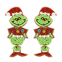 CHRISTMAS GRINCH SEED BEAD EARRINGS