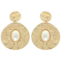 HAMMERED DISC DROP EARRINGS