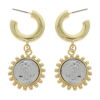 SAINT MEDALLION HUGGIE HOOP EARRINGS