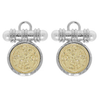 PEARL TIP COIN BAR CHARM EARRINGS