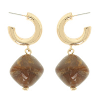 MARBLED PILLOW DROP HOOP EARRINGS