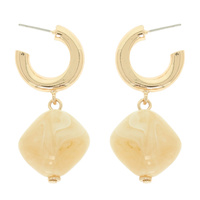 MARBLED PILLOW DROP HOOP EARRINGS