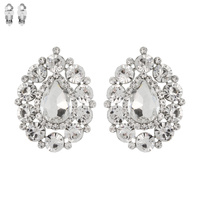 TEARDROP RHINESTONE CLIP EARRING