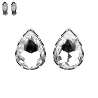 Teardrop Gem Clip Earrings