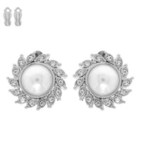 PEARL CRYSTAL HALO CLIP ON EARRINGS