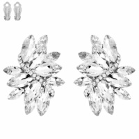 Marquise Gem Leaf Cluster Metal Clip EARRINGS