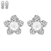 RHINESTONE AND PEARL CLIP EARRING